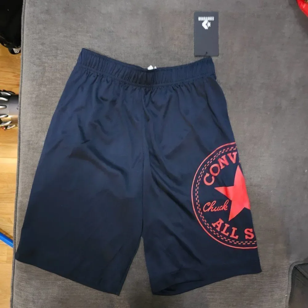 Converse Boy's Dark Blue Convertible Chuck Patch Mesh Graphic Shorts Size Large
